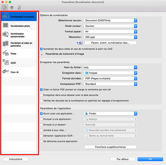figure : boîte de dialogue Paramètres